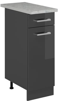 Vicco Mueble bajo de Cocina R-Line, Antracita Alto Brillo, 30 cm ET Mármol