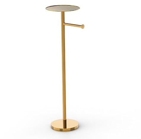 YUET Freestanding Toilet Roll Holders Free Standing Folding Paper Holder Stand Storage Stainless Steel Bathroom, Anti Rust Pedestal Free-Standing Dispenser Holds 4 with Top Shelf (Gold)