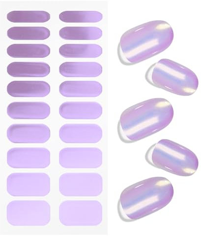 JMEOWIO Unghie Gel Adesive UV Viola Glitter Smalto Adesivo per Unghie Gel Nail Stickers Decorazioni Unghie Nail Art Disegni
