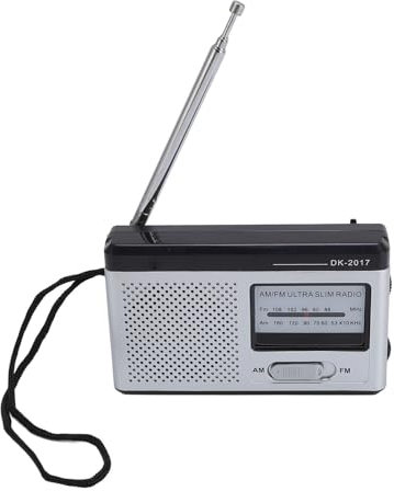 Portable AM FM Radio with Headphone Jack, Battery Operated Pocket Transistor Radio with Speaker for Seniors, Home, Emergency (Silver Black)