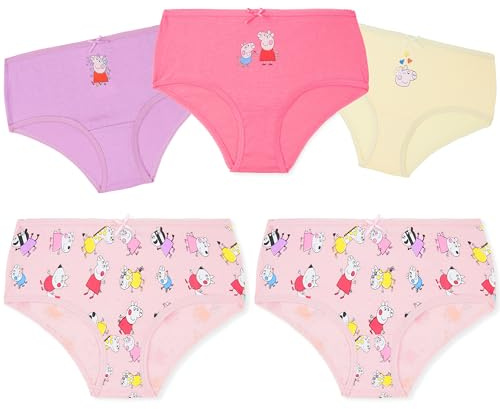 Peppa Wutz Unterhosen für Mädchen 2–6 Jahre, 5er Pack Weich Baumwolle Slips, Bequemer Bund, Coole Geschenke für Kinder (5-6 Jahre, Multi)