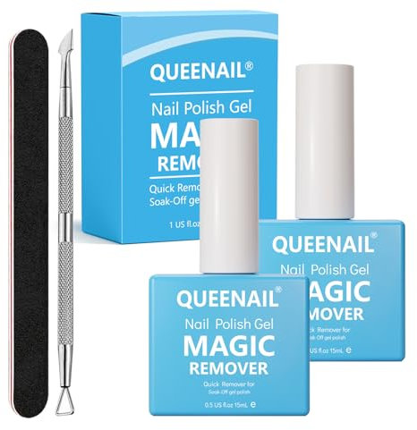 2 pack 15ML Gel Nail Remover, No Need Soaking or Wrapping Unload Armor, Fast Gel Polish Nail Varnish Remover, Easily & Quickly Peel off Fingernails Polish in 3-5 Minutes,Blue
