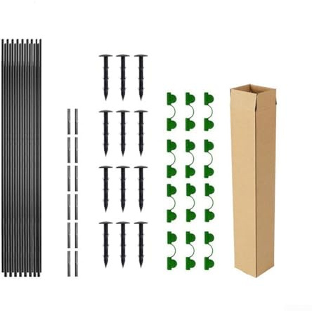 Gewächshaus-Reifen, Garten-Pflanzenschutz-Reifen, Set mit Fiberglas-Stangen, Verbindungs-Clips und Erdspießen für Kletterpflanzen-Unterstützung (18 Stück)