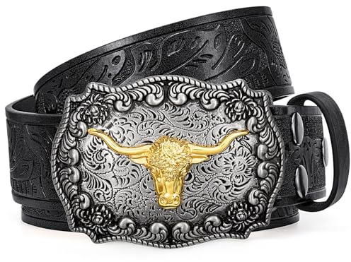 WHIPPY Cowgirl Gürtel für Damen Herren Western Kunstleder Gürtel für Jeans Vintage Cowboygürtel