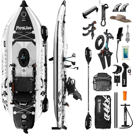 Spatium Pedale seduto sulla parte superiore, per pesca, kayak, design anti-collisione, con sedile girevole a 360°, extra larghezza, barca gonfiabile per adulti, adatta per fiumi, oceani, laghi