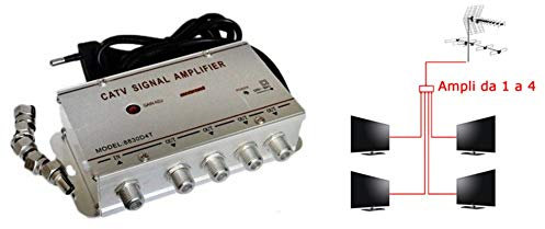 TrAdE shop Traesio- Amplificatore Segnale TV SDOPPIATORE Antenna 4 USCITE Digitale TERRESTRE