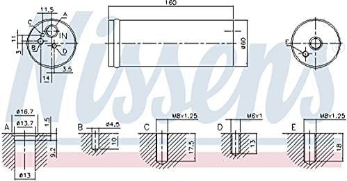 Nissens 95524 Filtro Deshidratante per aria condizionata