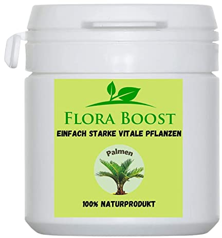 Flora Boost Palmen Dünger Flora Boost 100g I Für bis zu 100L Gießwasser I Dünger in Pulverform I Für alle Arten von Palmen geeignet I Blatt- & Wurzeldünger I 100% natürlicher Pflanzendünger