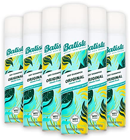 Batiste Shampoo secco originale – Clean & Classic Fragrance – Instant Hair Refresh – Confezione da 6 (6 x 200 ml) Spray