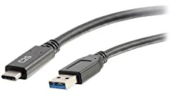 C2G 1.8M (6ft) USB-C® to USB-A SuperSpeed USB 3.2 GEN 1. 5Gbps Data Transfer and 3A, 60 Watt Charging Cable - Male to Male - Black