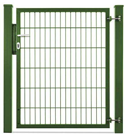 Doppelstabmattenzaun 868 und Flügeltor Viktor. Höhe 1,63m Pfosten mit Abdeckleiste 10 bis 60 m Anthrazit + Moosgrün (37,5m, Moosgrün Ral 6005)