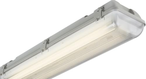 Knightsbridge 6ft 2x70w Non-Corrosive HF Fitting with Emergency, Polycarbonate 140 W, Grey