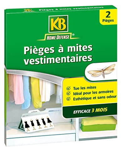 KB Home Defense KBMITVET2 - Pièges à Mites Vestimentaires sans Insecticide x2 - Idéal pour Les armoires, tiroires et placards - Piges esthétiques et sans Odeur - Pratique à Poser - Efficace 3 Mois