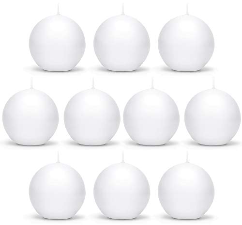 10 Stück Matte Runde Kerzen in Weiß 6 cm Kugelkerzen Deko
