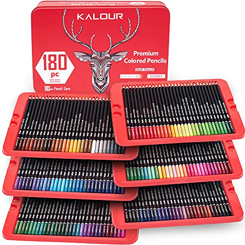 KALOUR 180 Buntstift-Set für Erwachsene, Künstler - kräftige Pigment-Weichmine - Ideal zum Ausmalen, Zeichnen, Skizzieren, Schattieren und Mischen - Lebendige Farben (3.8MM SOFT CORE)