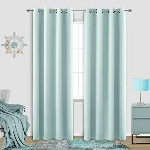 Aqua-Vorhänge, 248 cm lang für Schlafzimmer, Strand, Zimmer, Dekoration, 2 Paneele, kühlendes Sommerfenster, Behandlungen, Kinderzimmer, Match, hellblau, Vorhänge für Wohnzimmer, 132x244 cm Länge