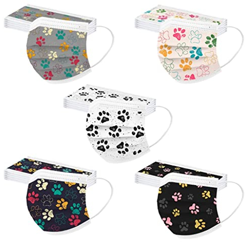 AmyGline 50 Stück Einweg,3-lagig Vliesstoff,Mund-Nasen-Schutz,Schmetterling Motiv,Atmungsaktive,Multifunktionstuch Halstuch Bandana für Erwachsene