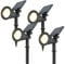 HOFTRONIC - Solar Gartenstrahler Bend IP65 Wasserdicht 3000K Gartenleuchte LED Solarlampen für Außen Solarleuchte 4 Stücke Erdspieß Wegeleuchte mit Wintersolar Solarpanel Warmweiß Garten Solarstrahler