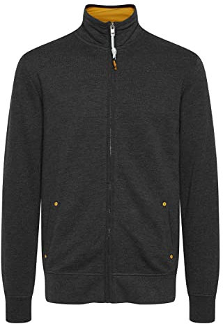 !Solid Karim Herren Sweatjacke Cardigan Jacke mit Stehkragen aus 100% Baumwolle, Größe:XL, Farbe:Dark Grey Melange (1940071)