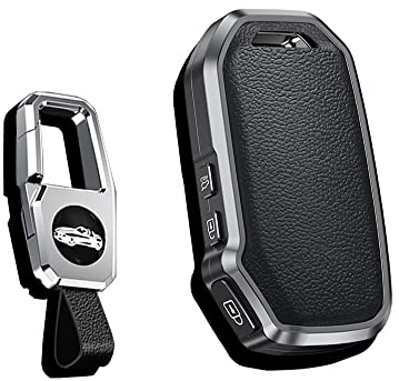 HIBEYO Smart Schlüsselhülle-Leder-Hülle Schutzhülle Autoschlüssel Hülle passt für KIA Sportage GT Stinger Sorento Soul Rio Optima NIRO Forte Ceed Schlüsselanhänger Fernbedienung-Schwarz