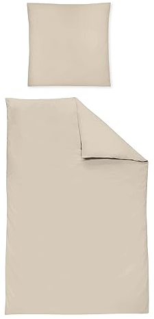 Irisette Mako-Satin Uni Bettwäsche Set Uni Paris 8000 beige 135 x 200 cm + 1 Kissenbezug 80x80 cm