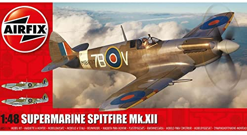 Airfix Model Set - A05117A Supermarine Spitfire Mk.XII Model Building Kit - Plastic Plane Kits for Adults & Children 8+, Set Includes Sprues & Decals - 1:48 Scale
