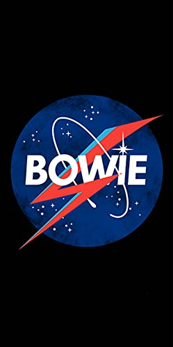 David Bowie Badetuch Lightning Bolt 70 x 140 cm in 100% Baumwolle Velours-Qualität NASA Heroes Starman Space Oddity Rebel Dance Musik Rock Pop Strandtuch Badelaken Saunatuch Strandlaken Duschtuch 012