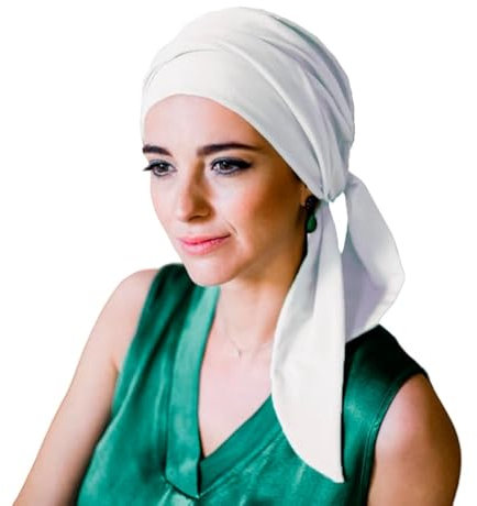 CAREBELL Bonnet turban lisse en bambou pour chimiothérapie ou alopécie Ivoire Taille unique