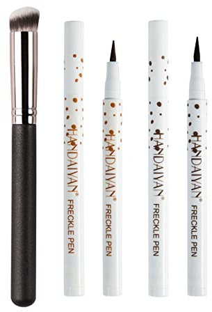 Penna Lentiggine, Freckles Pen, Pennarello per Trucco Lentigginoso Finte, Strumento per il Trucco Delle Lentiggini, Penna a Punti Morbida a Lunga Durata Impermeabile con Foundation Brush