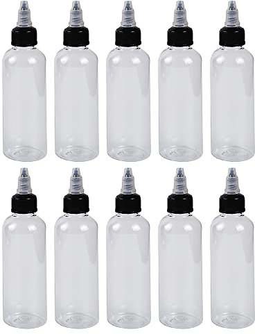 Boston Dispensing Squeeze Bottles, Lot de 20 bouteilles rondes en plastique PET avec bouchon torsadé, Distributeur Boston vide pour glaçage, décoration de biscuits, sauces, condiments, 100 ml