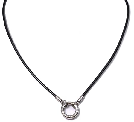 Auroris Lederkette schwarz 2mm mit Karabiner-Ring aus Edelstahl Länge 50cm