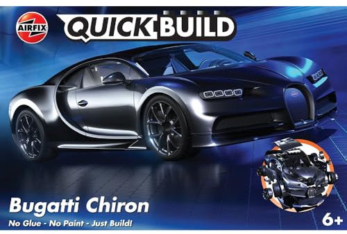 Airfix QUICKBUILD Model Car Kit - J6025 Bugatti Chiron Black Building Kit for Kids 6+, Construction Toys for Boys, Model Making with No Glue - Classic Vehicle Gifts Plastic Craft Set