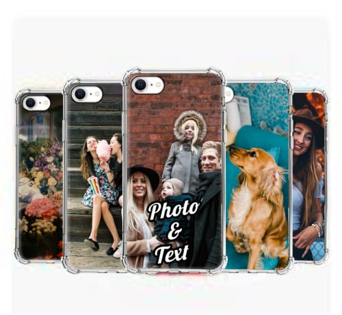 Pnakqil Personalisierte Handyhülle für Apple iPhone 8/7/SE 2020/SE 2022 4,7 mit Foto Text oder Bild Selbst Gestalten, Soft Silikon Schutzhülle Stoßfestigkeit Custom Case Only, Transparent 2