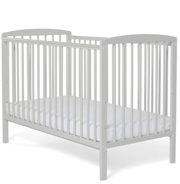 Baby Elegance Starlight Cot by Graues Babybett aus Holz mit verstellbaren Höhen, langlebigen Beißschienen & kompaktem Design | Ideales Neugeborenenbett für kleine Räume | Matratze separat erhältlich