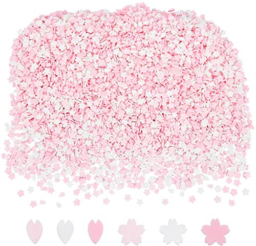 CRASPIRE 100g Resin Fillers Clay Sprinkles Decoration Resin Pink Cherry Blossom Charms Accessories Polymer Sprinkles Polymer Clay Slices for Nail Art DIY Crafts Phone Case