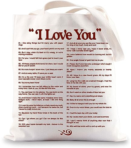 BWWKTOP Schultertasche aus Segeltuch, Motiv: Sänger-Fans, Geschenk, Songtext inspiriert, Schultertasche für Damen, I Love You Tg, Einheitsgröße