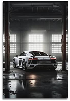 JUNNA Sportauto-Poster für Audi R8 Rennwagen, dekoratives Gemälde, Leinwand, Wand- und Kunstbild, Familien-Schlafzimmer, Dekoration, 30 x 45 cm