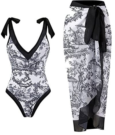 LAOSU Maillot De Bain Femme 1 Pieces avec Paréo,D'Été Maillot De Bain Pas Cher Femme,Maillots Deux Pièces,Maillot De Bain Gros Ventre,Maillot De Bain Une Pièce Ventre Plat,Bikini Femme Enceinte