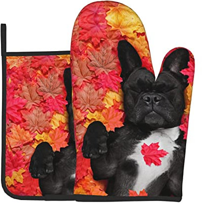 Ensemble de gants de cuisine et maniques en forme de chien drôle résistant à la chaleur et maniques de cuisine pour la cuisson, le barbecue, les grillades