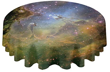 Party Tischdecken 152cm Sternenhimmel, Sterne, Galaxie, Planet Wachstischdecke Glatt Tischdecke rutschfeste Tischtuch Für Garten Outdoor Terrasse