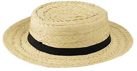 Straw Boater Hat with Black Band - Pack Of 6 - Lightweight Unisex Summer Hat for School, Costumes & Fancy Dress Events