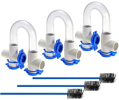 Huanzhi - Juego de 3 sifones de condensado estándar 3/4 Po con cepillo de limpieza de 16 Po trampa en U transparente de PVC para sistemas, aire acondicionado
