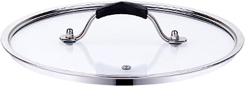 BAZAC Pfannendeckel aus gehärtetem Glas, Topfdeckel für Töpfe, Pfannen und Pfannen mit Edelstahlgriff, Haushaltspfannendeckel mit Dampfloch, runde Kochgeschirr, Ersatzdeckel, 12 cm