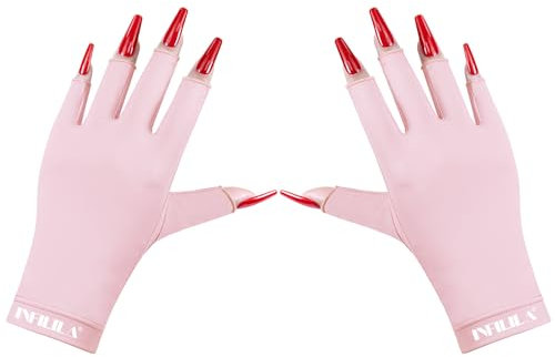 NXJ INFILILA UV Gloves for Nails, Anti UV Light Gloves for Gel Nails, Professional UPF 99+ UV Protection Gloves for Gel Manicure Skin Care Fingerless Gloves for Protecting Hands from UV Nail Lamp
