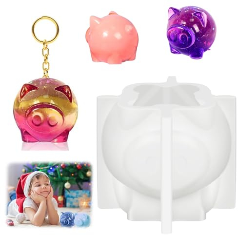 TECHEEL Silikonform Schwein Silikonform Schweinchen Giessform Schweinchen Gießform Silikon Kerzenhalter Schweinchen Glücksschwein DIY Kerzenform Silikonform Weihnachten Gießformen Silikon Schweinchen