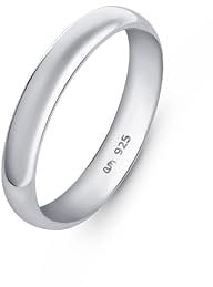Amberta Damen Hochzeits Ring aus 925 Sterling Silber: 3.5 mm Sterling Silber Hochzeitsringe für Frauen - Ringgröße 62.2