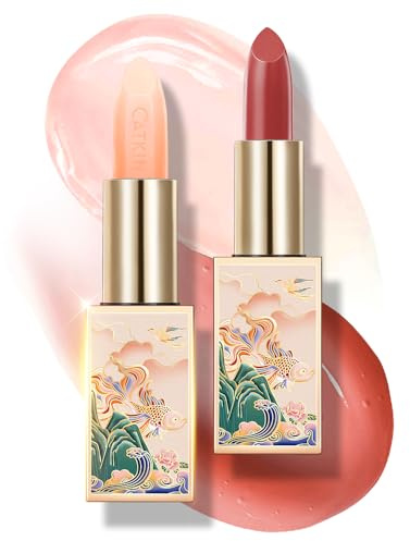 CATKIN Moonlight Lip Balm, Natural Color Change Tinted Lip Balm, Chapstick Lip Balms with Vitamin E for 8h Moisture for Dry Cracked Lips, 3.5g, 2pcs (01+06)