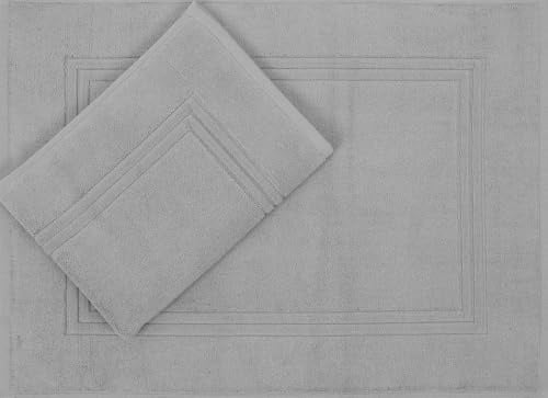 Betz 2 Stück Luxus Badvorleger Badematte Duschvorlage Gold Größe 50x70 cm Qualität 950g/m² 100% Baumwolle Farbe Silber-grau