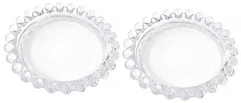 GREENADSCAPE Lot De 2 Assiettes à Dessert Vintage En Verre Perlé Faciles à Nettoyer Et Compatibles -