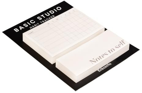 Kokonote Notizblock Block Basic Studios Habit Tracker Notizzettel Block für To Do Liste Einkaufszettel oder Einkaufsliste 8.5 x 5.5 cm und 8.5 x 3.5 cm